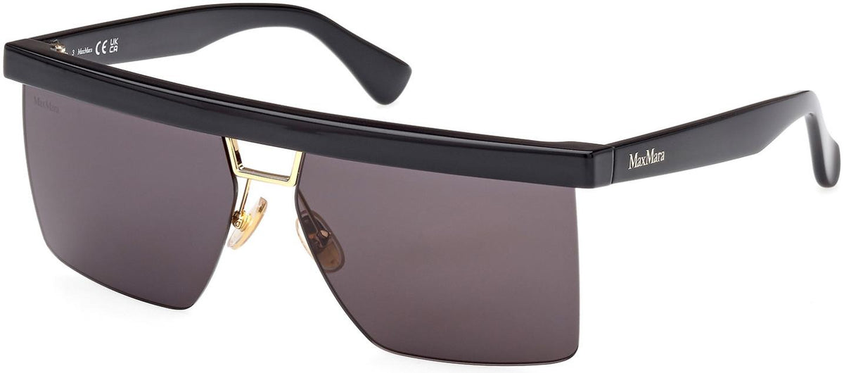 Max Mara MM0072 01A Square Sunglasses - Black/Smoke Max Mara MaxMara MM0072 01A Sunglasses Shiny Black Square  main image 2