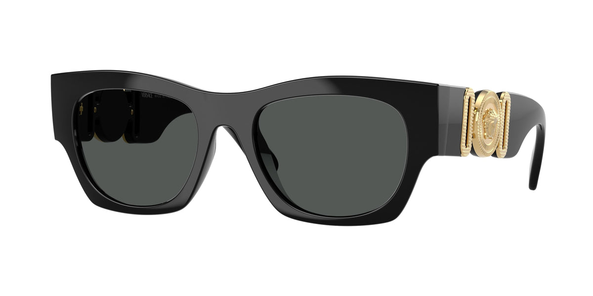 New Versace MOD 4457 GB1/87 Black Rectangular Sunglasses with Gold Accents Versace 4457 GB1/87 Sunglasses - Pretavoir main image 3