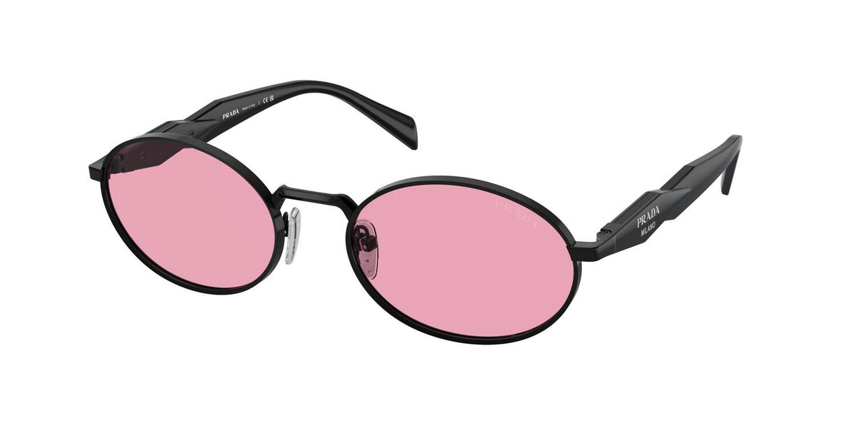 Prada Round Sunglasses with Pink Mirrored Lenses and Gold Accents PRADA Dark Havana Brown/ Pink Mirrored Cinema Round  main image 2