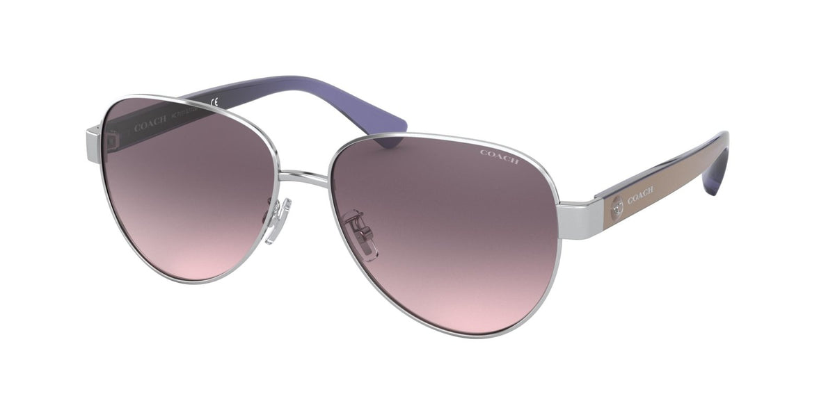 Coach L1128 Pilot Silver Sunglasses Coach HC7111 L1128 Polarized 9001T3 Oval Shiny Silver  main image 3