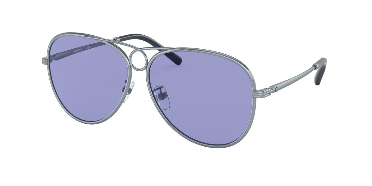 Tory Burch Gradient Aviator style sunglasses- silver and Purple comes with/ case Silver Lightweight Flexible Aviator Gradient Sunglasses with  main image 2