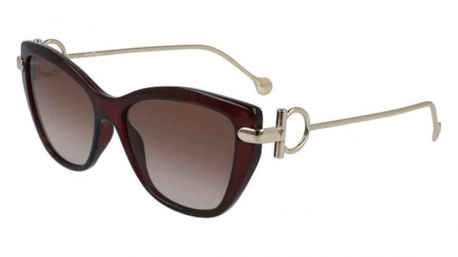 Salvatore Ferragamo Burgundy Cat  Eye Sunglasses  SF928S with Gold Detail 61ZSzipAvHL.jpg_BO30,255,255,  main image 3