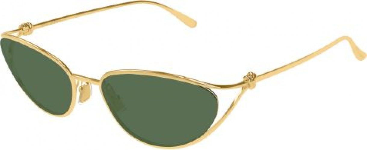 Bottega Sunglasses Size OS Color Green Gold BV1351S Bottega Veneta Rectangular Sunglasses 005 Dark Green  main image 3