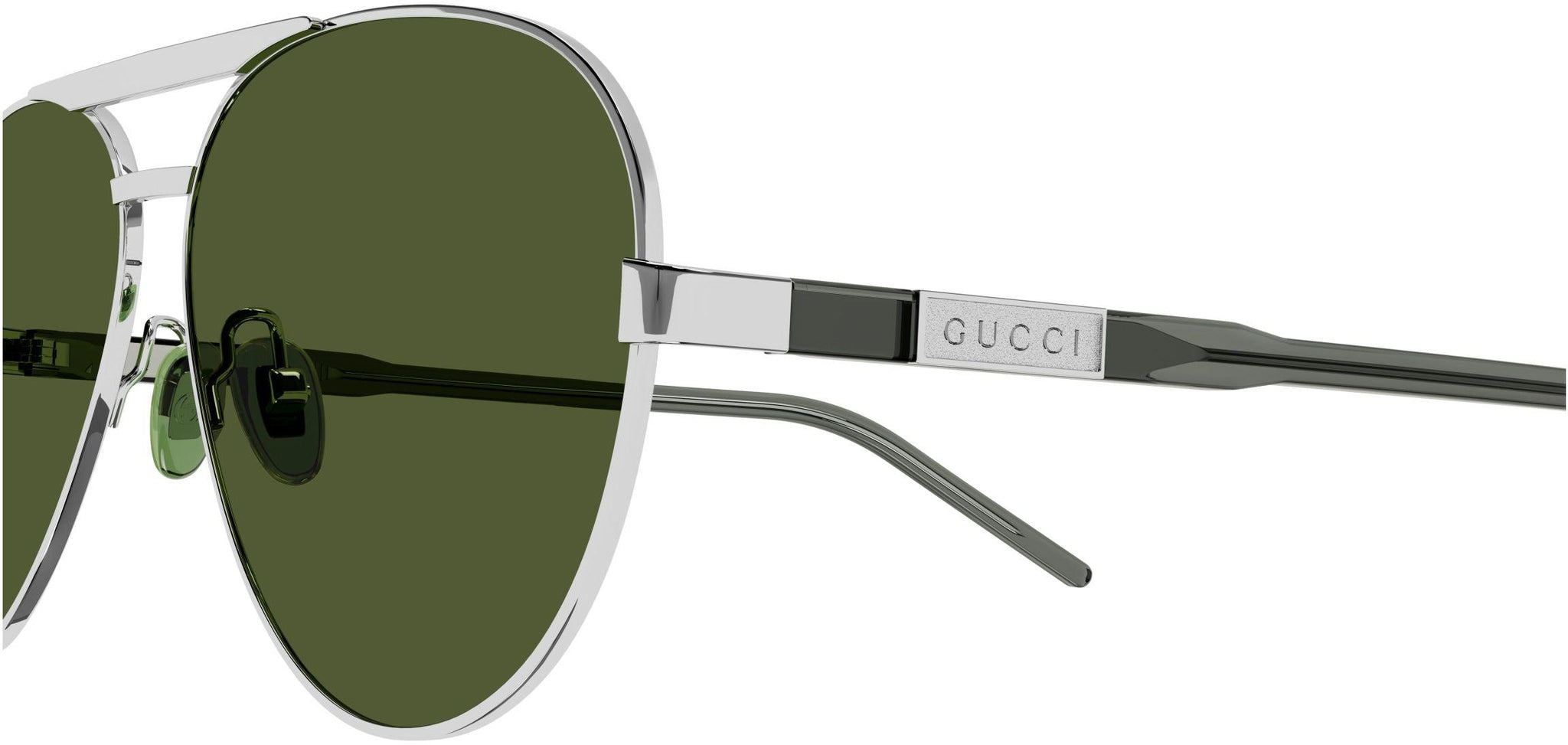 ?- New Authentic Gucci™ GG1163S 002 60 - Silver/Gray Sunglasses GUCCI GG1163S 002 Pilot Navigator Metal Silver Grey Green 60  main image 3