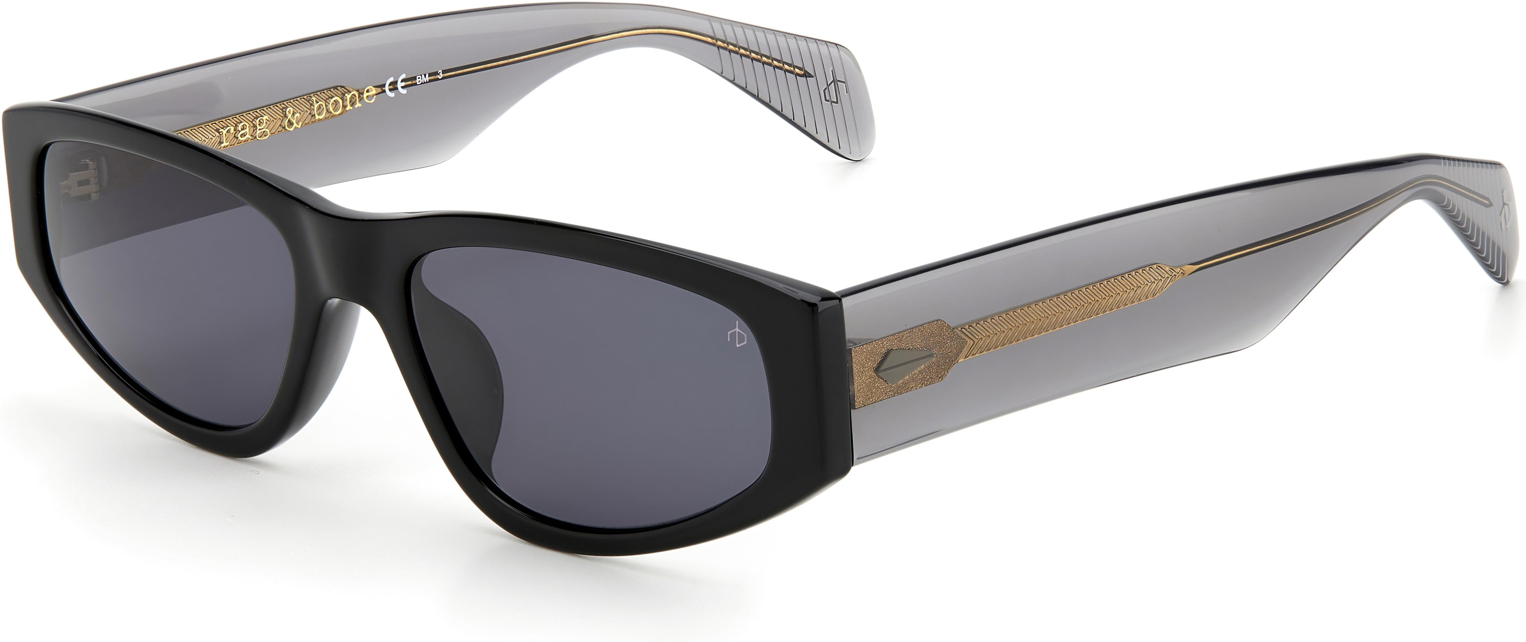 rag & bone Black and Gold Sunglasses Amazon.com: rag & bone Round Sunglasses RNB1011S RHL9O Black  main image 4