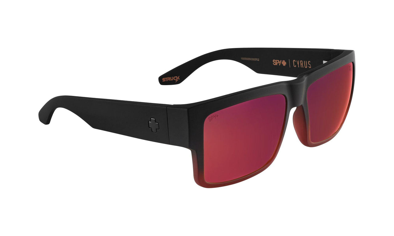 0000129 - Soft Matte Black Red Plum Fade - Happy Bronze with Red Plum Mirror