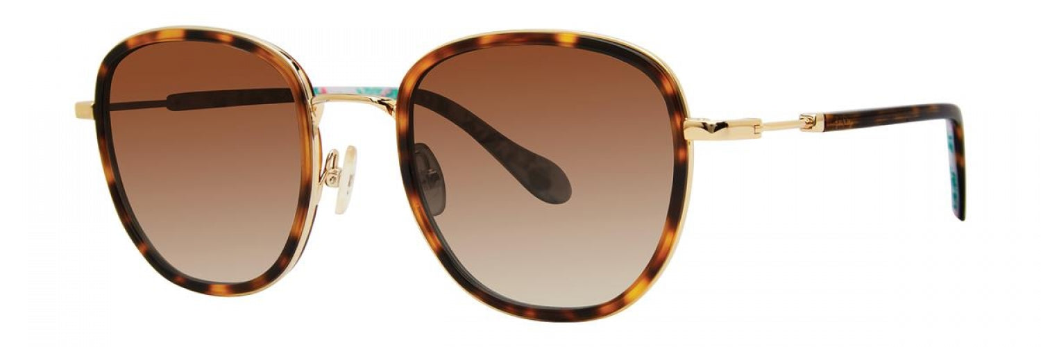Lilly Pulitzer Gold Orange Aviator Sunglasses Lilly Pulitzer Gold Sunglasses for Women for sale | eBay main image 3