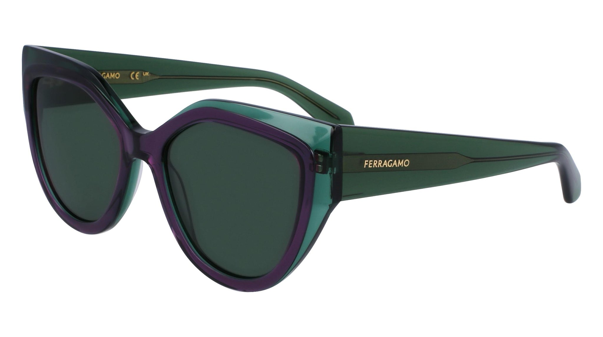 Salvatore Ferragamo SF2004S Sunglasses Transparent Green Acetate Cat-Eye Salvatore Ferragamo SF2004S Sunglasses main image 3