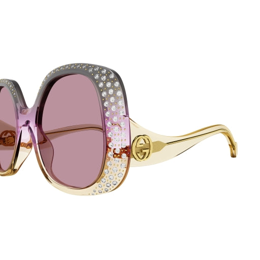 Gucci Women\'s Sunglasses in Glitter Pink and Gold 360 Gucci gold glitter sunglasses GG0282SA NEW main image 4