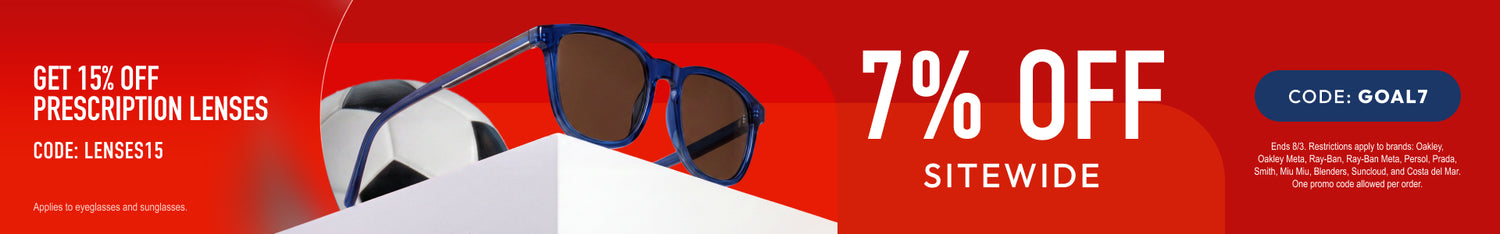 Eyewear Sale 7% Off Sitewide or 15% Off Prescription Lenses