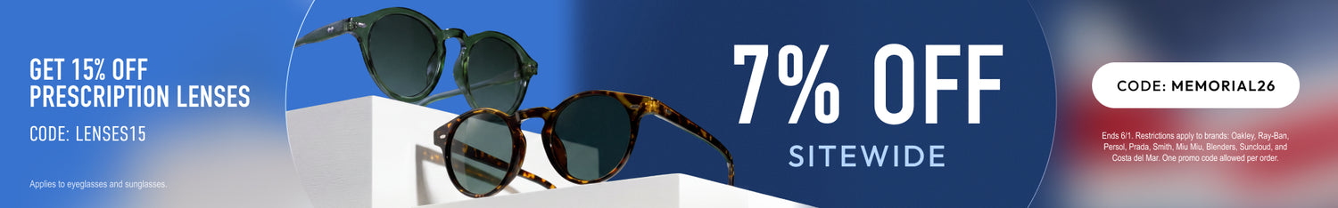 Memorial Day Sale 7% Off Sitewide or 15% Off Prescription Lenses