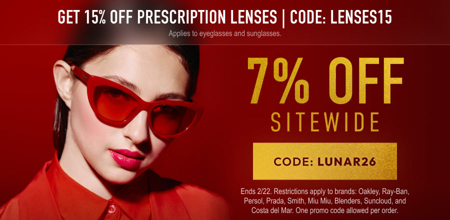 Lunar New Year Sale 7% Off Sitewide or 15% Off Prescription Lenses