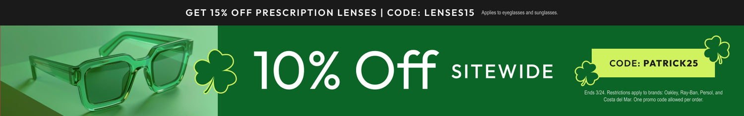 St Patrick Sale - 10% Off sitewide or 15% Off prescription lenses