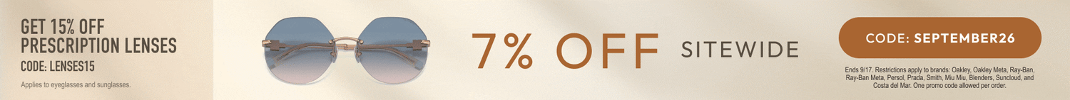 September Sale - 7% Off sitewide or 15% Off prescription lenses