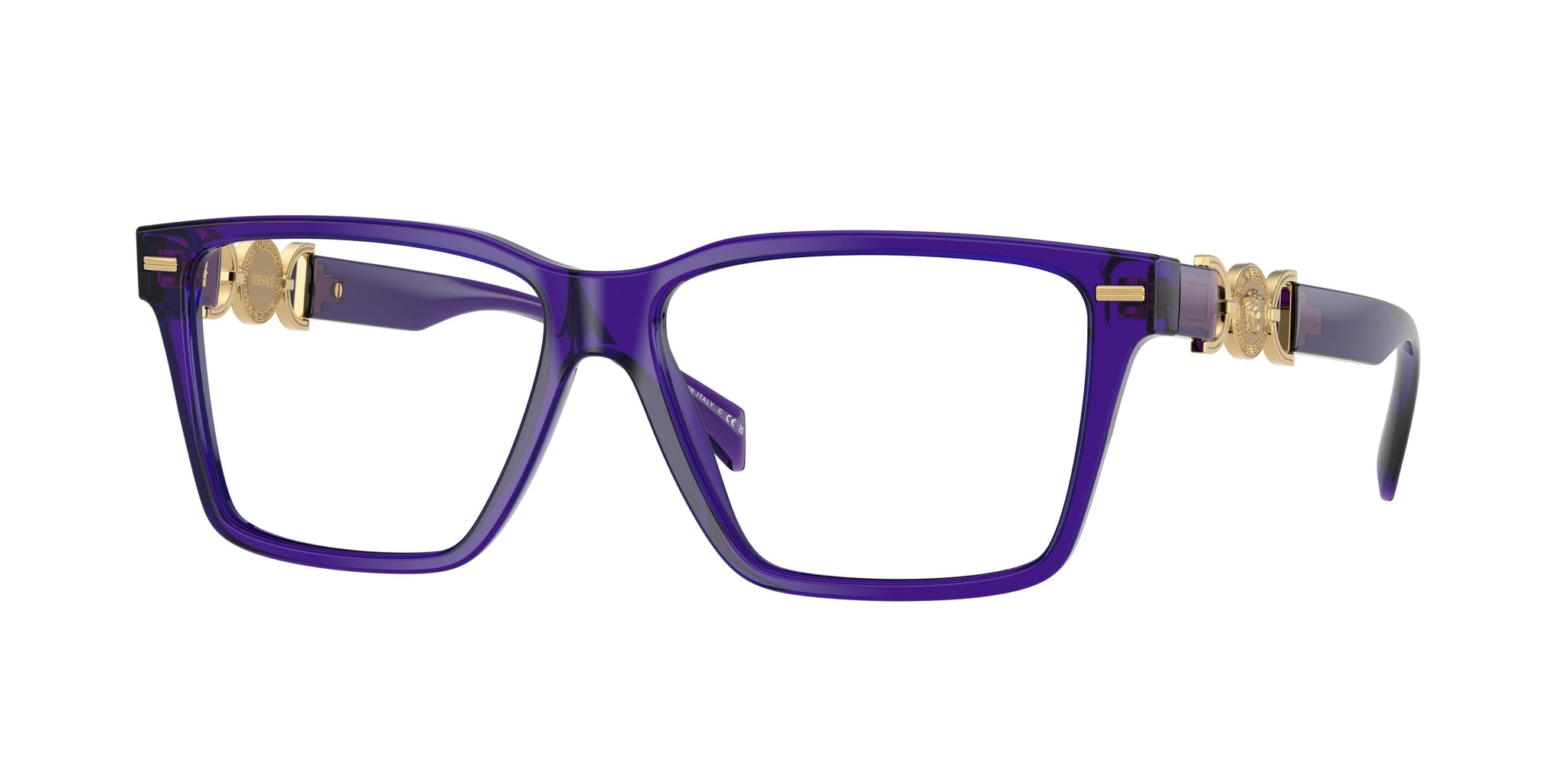 VERSACE 長方形フレムメカネ 0VE3357 5464 Versace VE3354 5460 Eyeglasses Men's Top Black/Blue/Havana