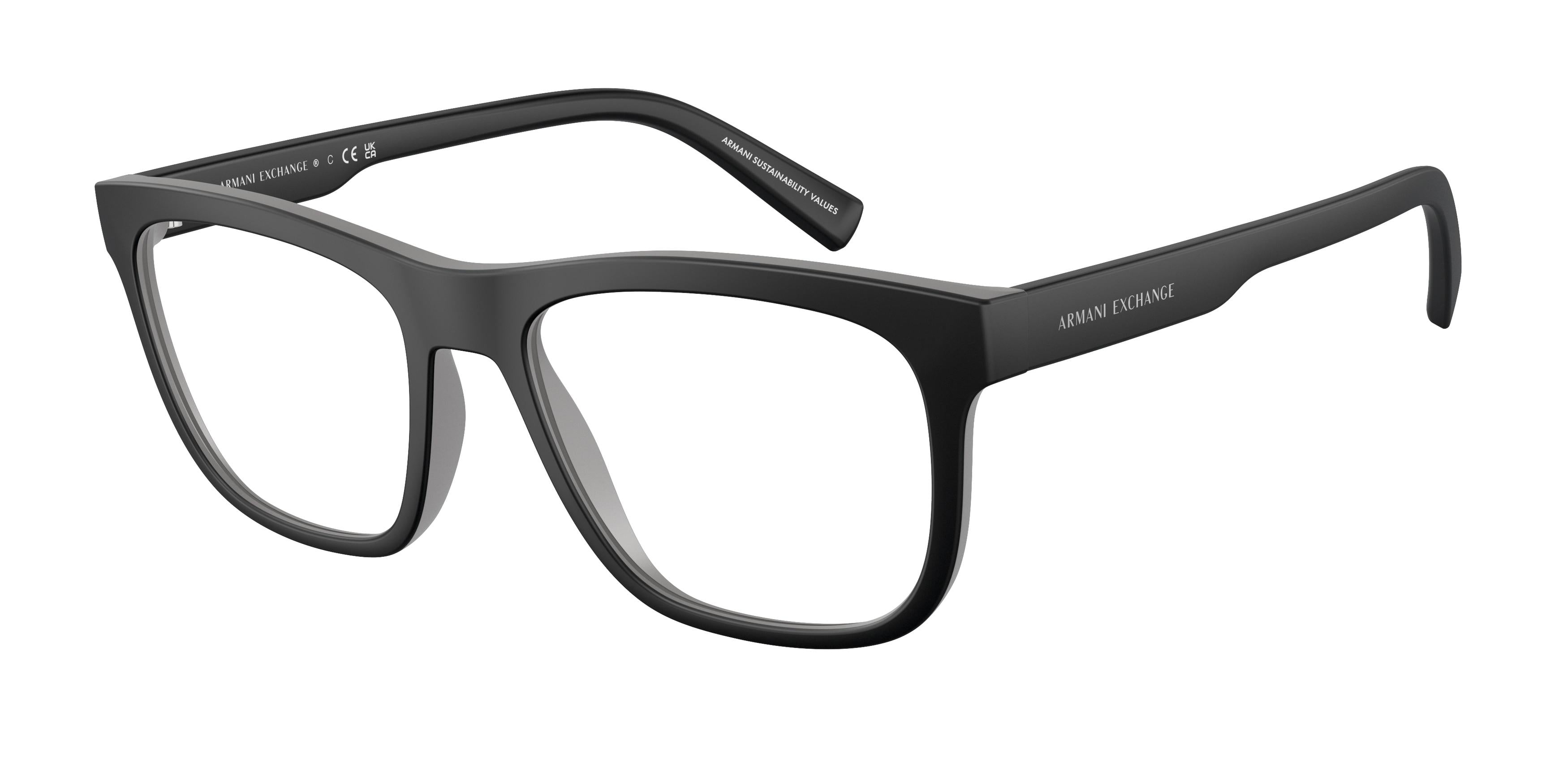 Exchange Armani AX3050F Asian Fit 8006 Matte Black Matte Grey Size 55 Eyeglasses