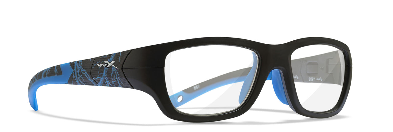 YFFLA04T Matte Black W Lightning / Electric Blue Temples