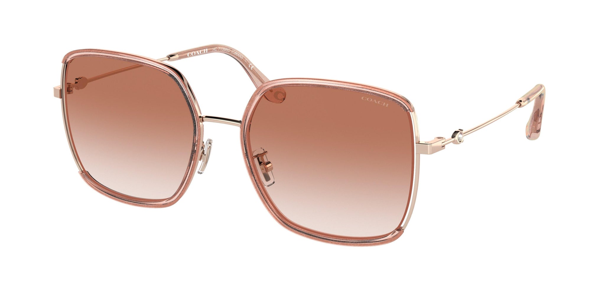 Coach Studded Tinted Sunglasses NEW COACH Shiny Gold 56mm ROUND Plum Brown Gradient Womens  main image 4