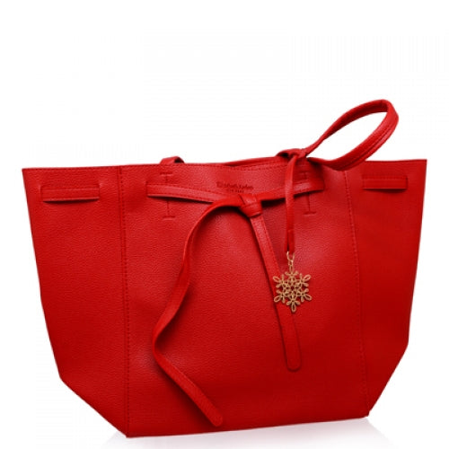 Elizabeth Arden Red Tote Bag Purse w/Tag And Golden Toned Ornament