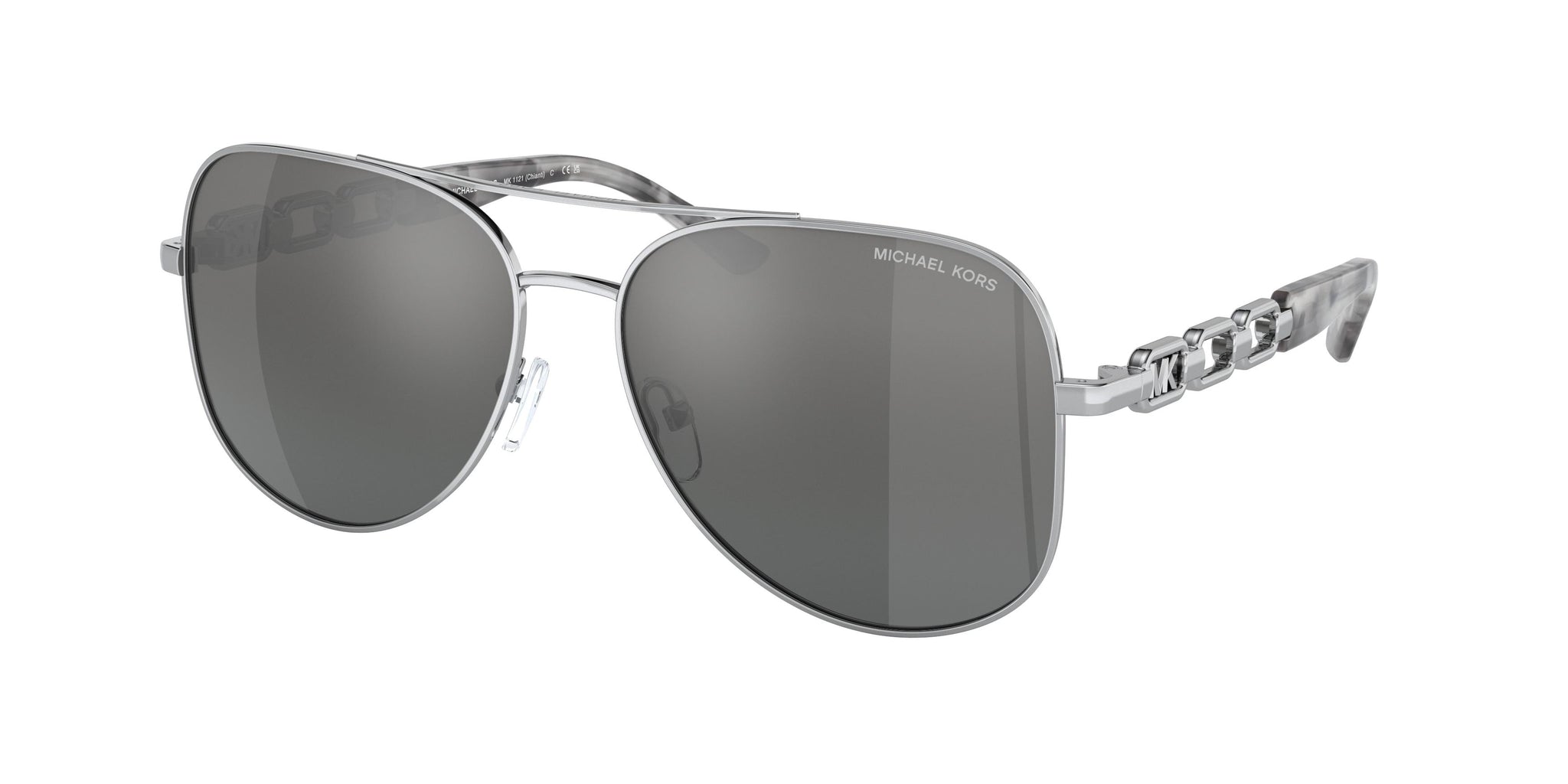 Michael Kors Black and Silver MK1003 Designer Sunglasses Michael Kors Mk1003 10016g Eyeglasses Fiji Silver Tone 58mm  main image 4