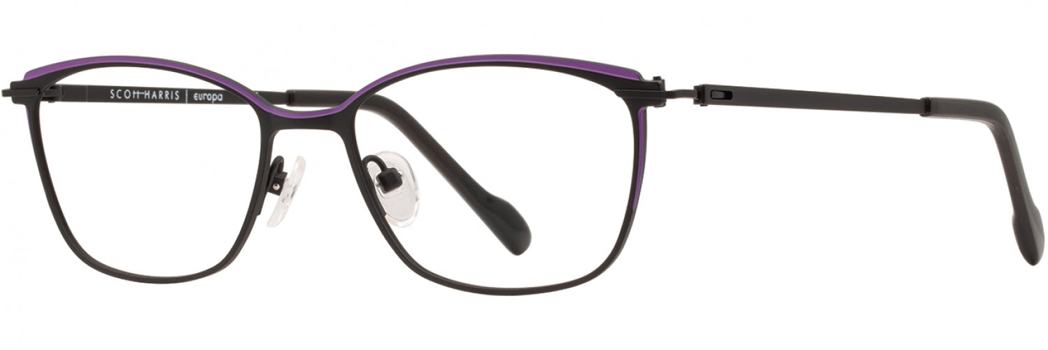 Scott Harris Sh-580 C2 Purple Black Authentic Eyeglasses 50-18-142 Scott Harris Europa SH556 C2 Small Black Metal Purple Oval  main image 4